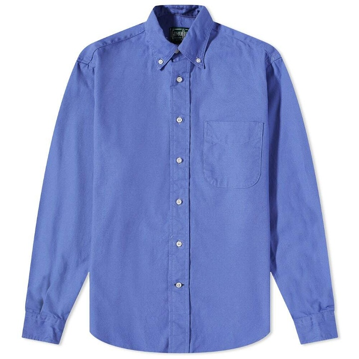 Photo: Gitman Vintage Men's Button Down Overdyed Oxford Shirt - END. Excl in Periwinkle