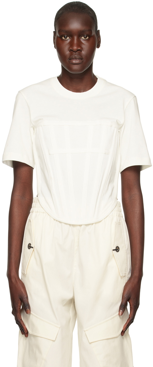 【関税込み】Dion Lee ホワイト Corset Tシャツ Dion Lee White Corset T-Shirt Dion Lee