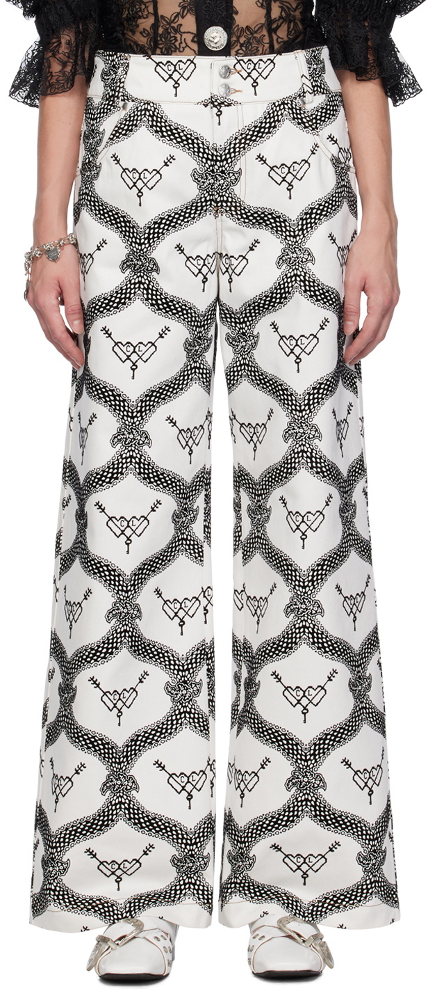 Chopova Lowena White Flocked Jeans