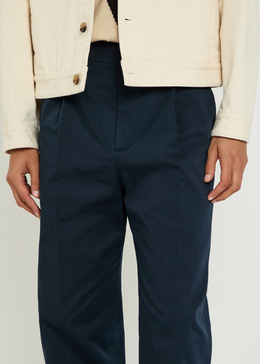 Valentino Garavani Logo-embroidered Twill Chino Trousers Navy