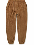 Les Tien - Tapered Garment-Dyed Cotton-Blend Velour Sweatpants - Brown