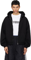 We11done Black 'WE11DONE' Zip-Up Hoodie