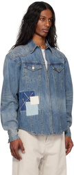 Andersson Bell Blue Embroidery Patchwork Denim Shirt