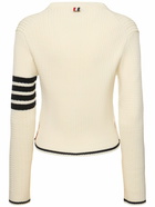 THOM BROWNE Cable Knit Cropped V Neck Cardigan