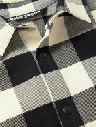 Palm Angels - Airbrush Printed Checked Cotton-Twill Overshirt - Black