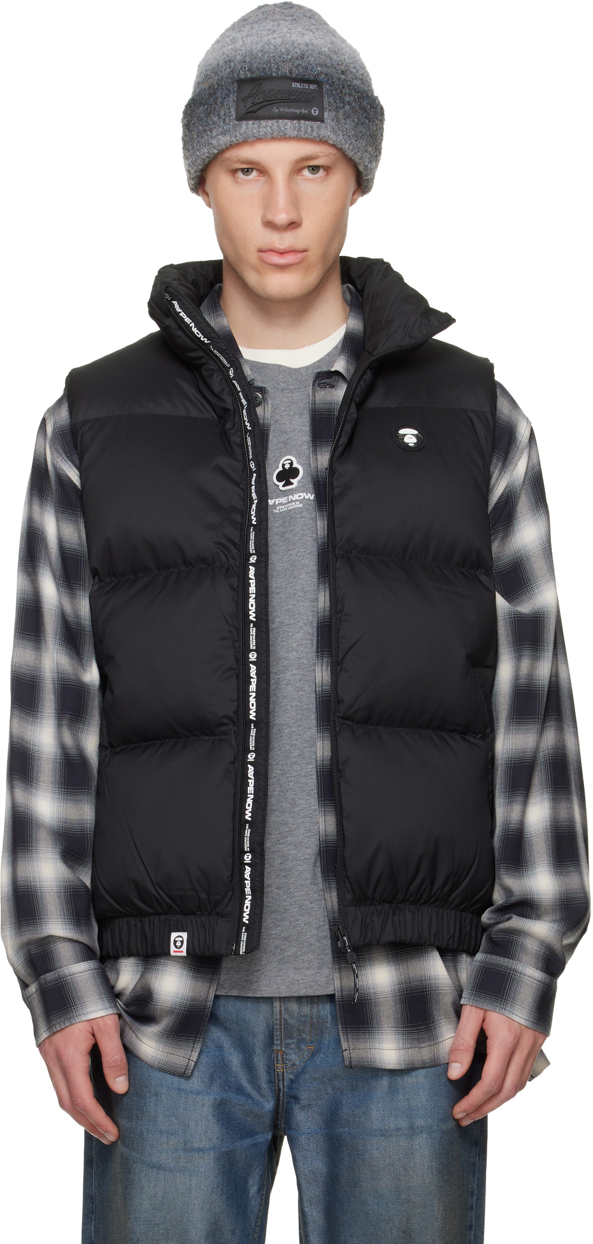 AAPE by A Bathing Ape Black 'AAPENOW' Moonface Down Vest