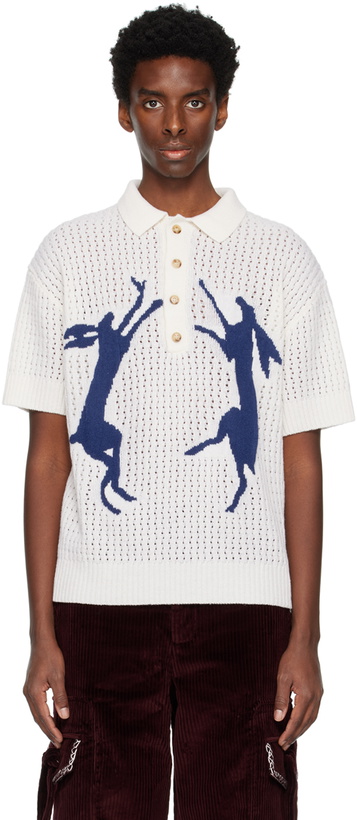 Photo: S.S.Daley Off-White Intarsia Polo