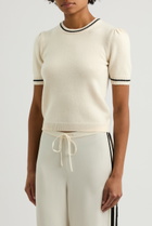 Frame Stripe-trim Cashmere T-shirt Cream