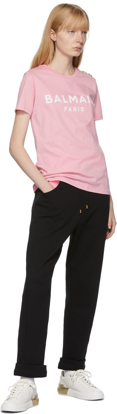 Balmain Black & Pink Fleece Lounge Pants