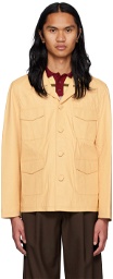 Lukhanyo Mdingi Yellow Button Leather Jacket