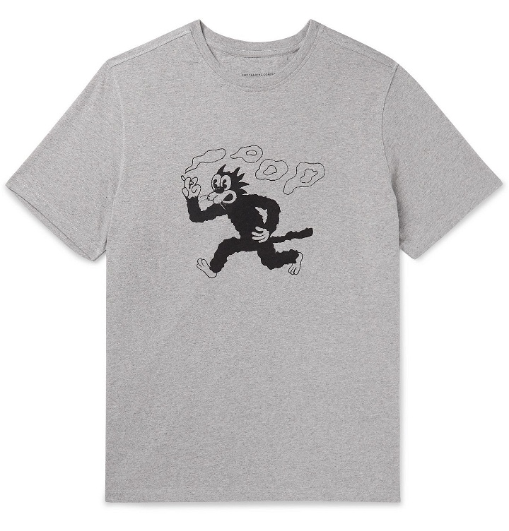 Photo: Pop Trading Company - Malvin The Cat Printed Mélange Cotton-Jersey T-Shirt - Gray