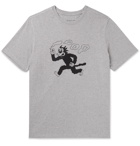 Pop Trading Company - Malvin The Cat Printed Mélange Cotton-Jersey T-Shirt - Gray