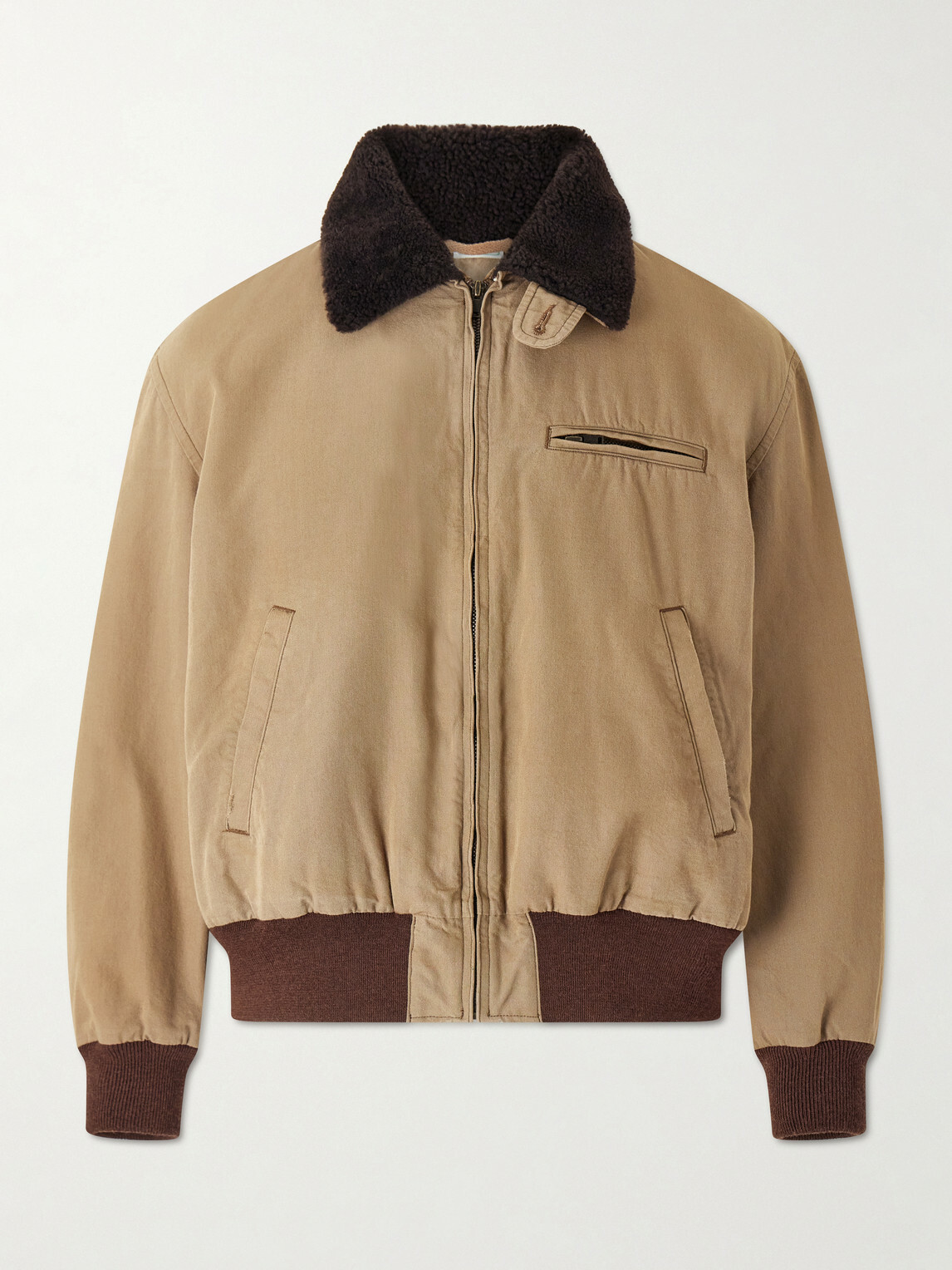 A.PRESSE - Cotton and Wool-Blend Bomber Jacket - Neutrals