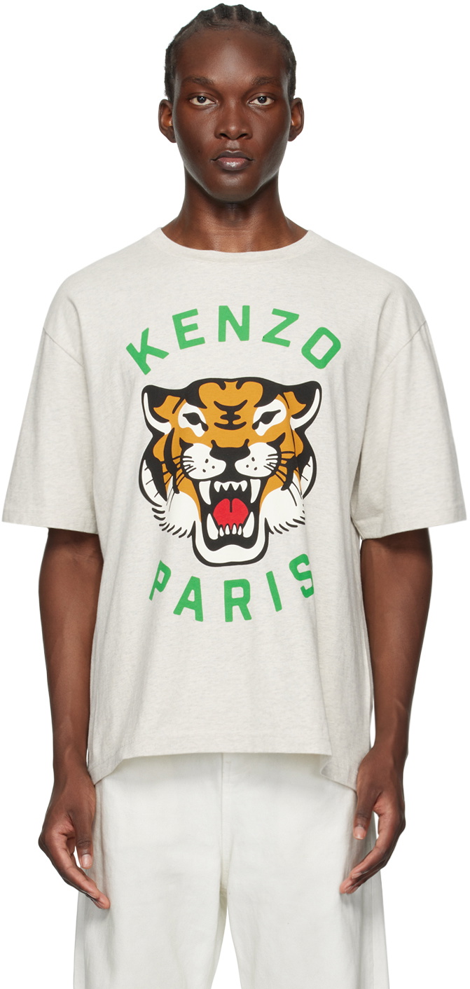 Kenzo Gray Kenzo Paris Lucky Tiger T-Shirt Kenzo