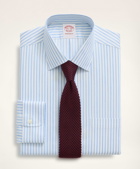 Brooks Brothers Men's Stretch Madison Regular-Fit Dress Shirt, Non-Iron Twill Stripe Ainsley Collar | Blue