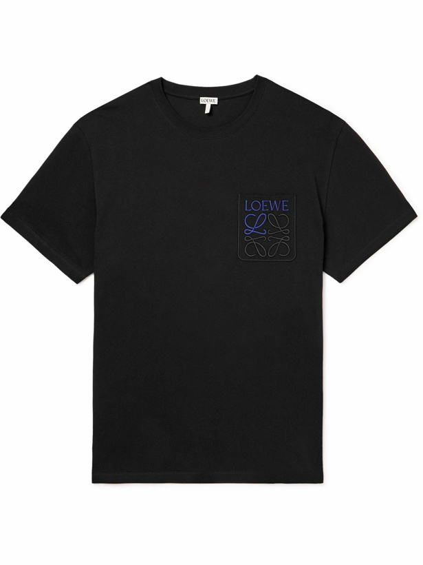 Photo: Loewe - Logo-Embroidered Cotton-Jersey T-Shirt - Black