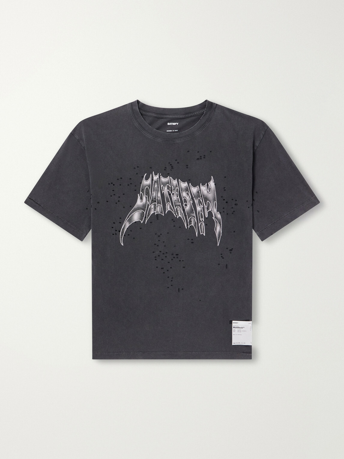 Satisfy - Logo-Print Distressed MothTech™ Cotton-Jersey T-Shirt - Black