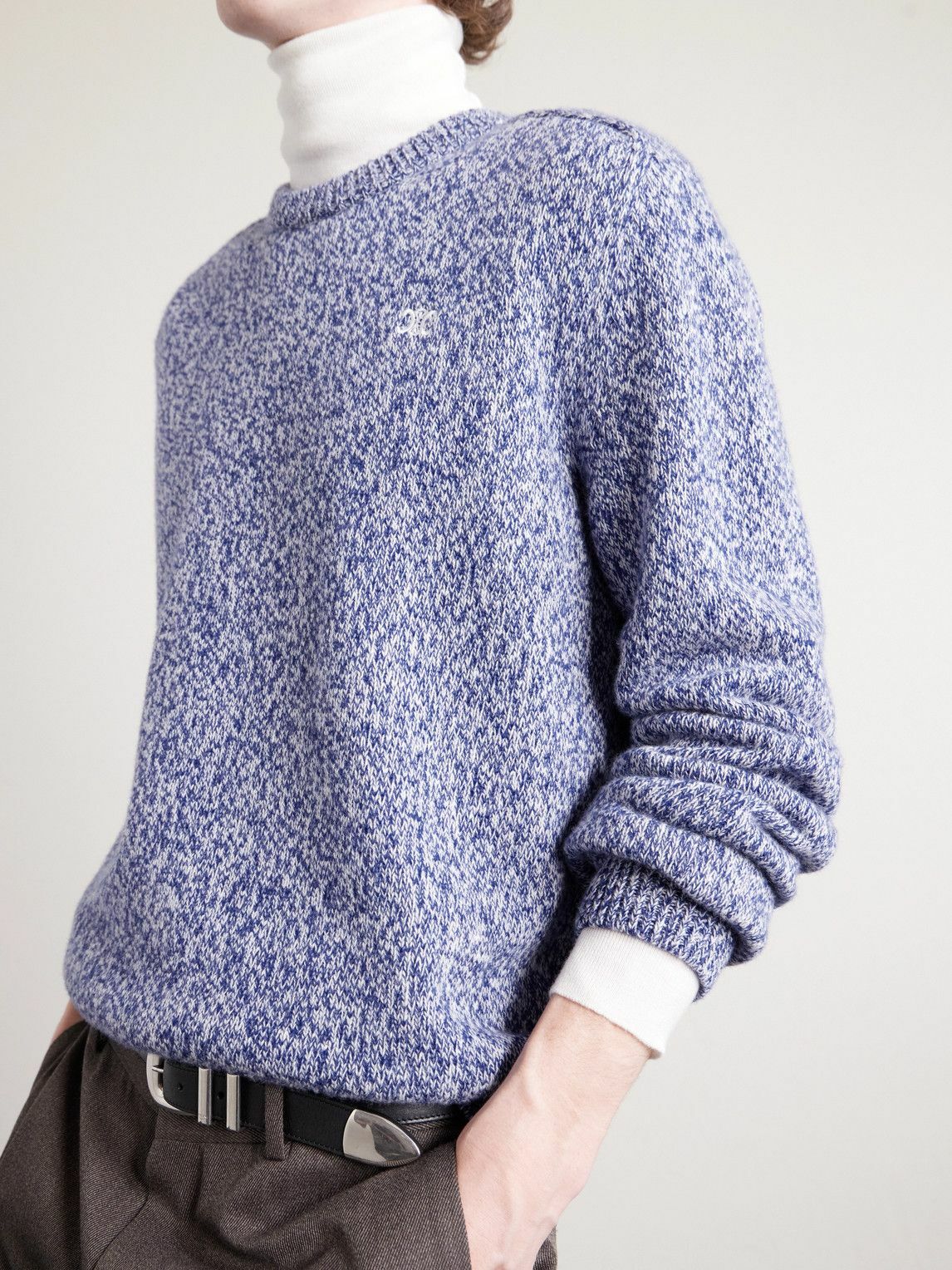 CELINE - Wool and Cashmere-Blend Sweater - Blue