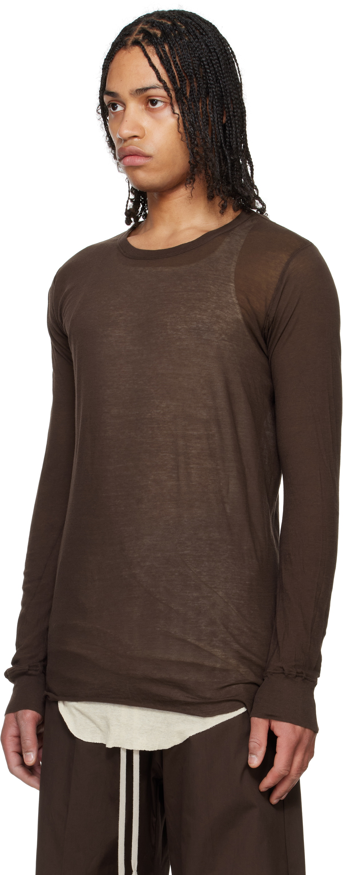 Rick Owens LS Crop T in Black main image 0