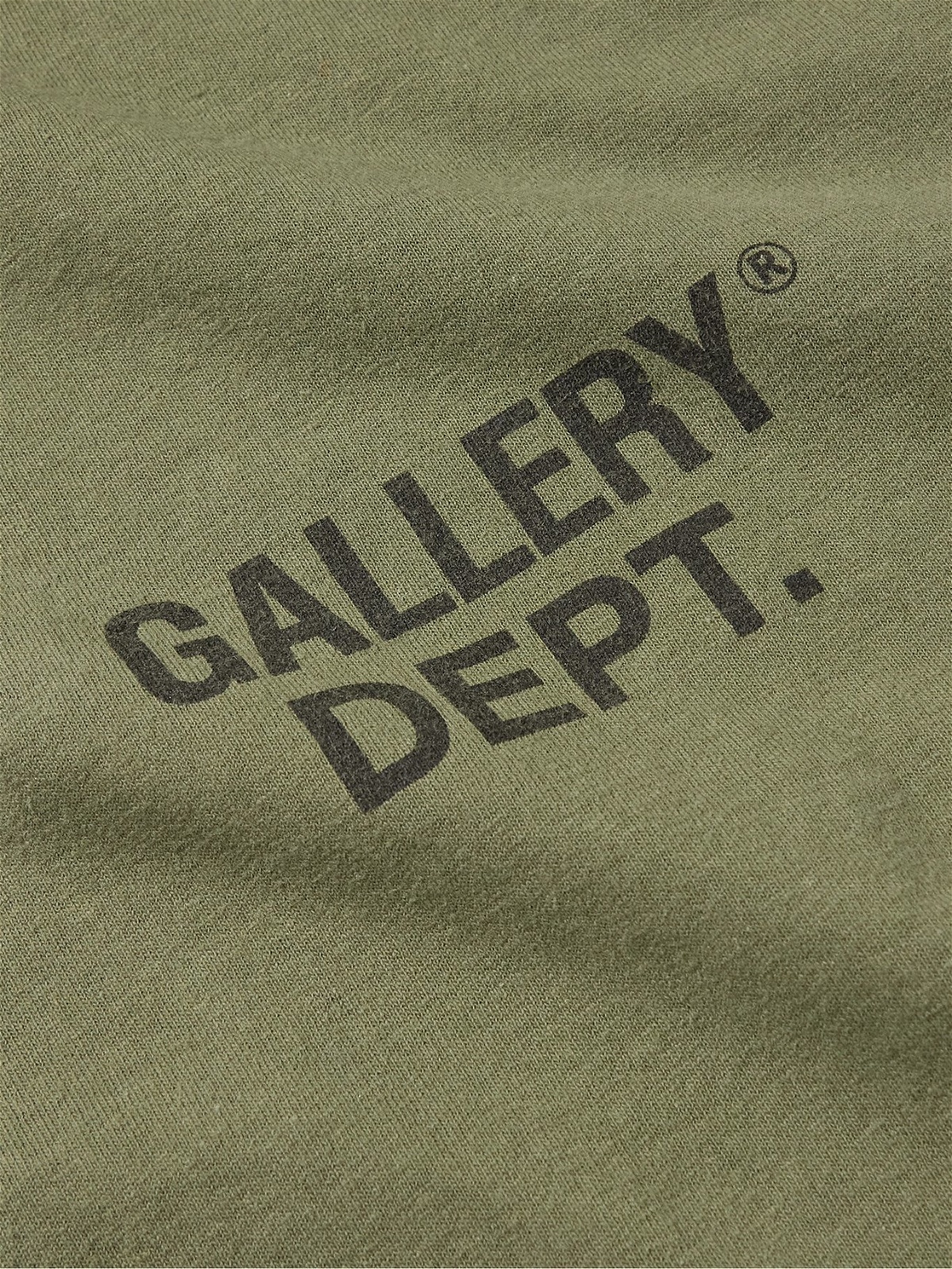 GALLERY DEPT. - Logo-Print Distressed Cotton-Jersey T-Shirt - Green ...