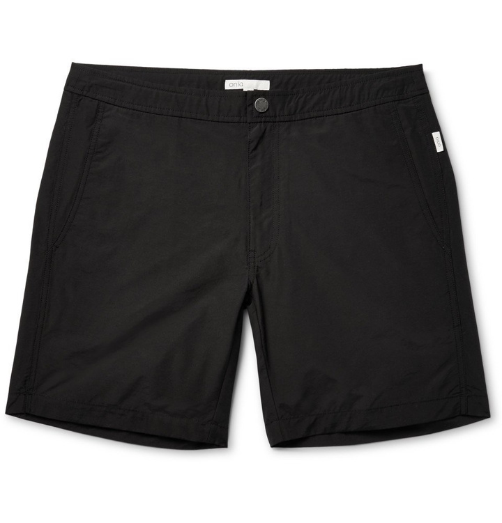 Photo: Onia - Calder Long-Length Cotton-Blend Shell Swim Shorts - Men - Black