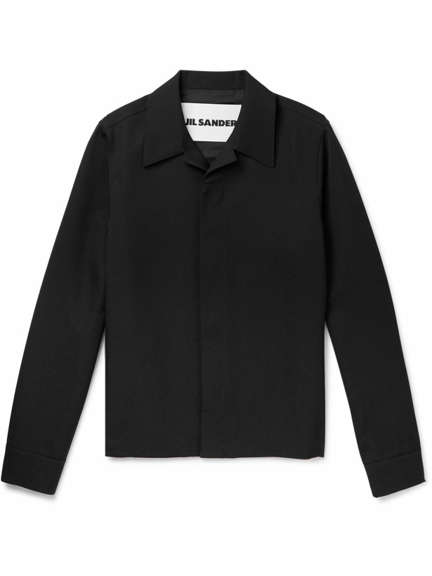 Photo: Jil Sander - Slim-Fit Camp-Collar Wool-Gabardine Overshirt - Black