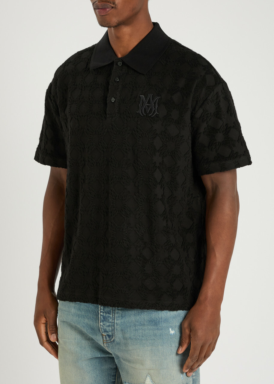 Amiri Logo-jacquard Cotton-blend Polo Shirt Black