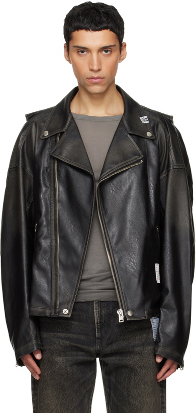 Photo: Maison MIHARA YASUHIRO Black Vest Combined Coating Faux-Leather Jacket