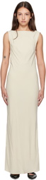 St. Agni Beige Draped Cowl Midi Dress