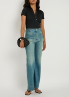 Veronica Beard Kearney Ribbed Stretch-cotton Polo Shirt Black