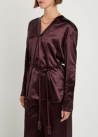 Tory Burch Belted Satin top Dark Red
