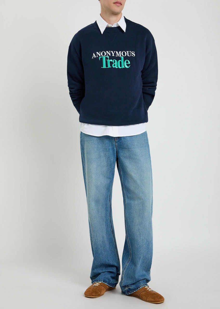 JW Anderson Embroidered Cotton Sweatshirt Navy