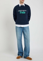 JW Anderson Embroidered Cotton Sweatshirt Navy