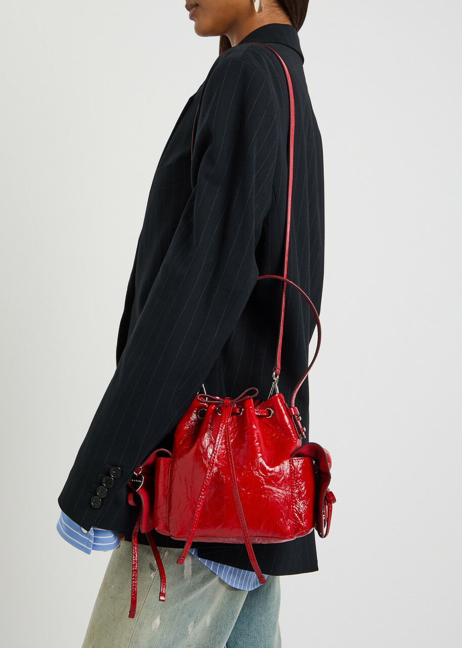 Acne Studios Multipocket Mini Patent Leather Bucket bag - Red - One Size