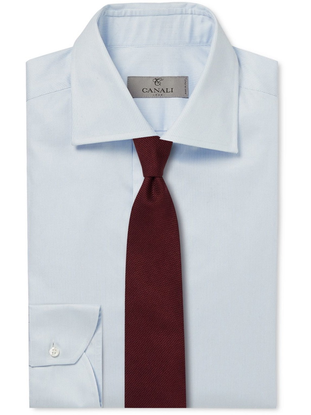 Photo: Canali - Cutaway-Collar Pinstriped Cotton Shirt - Blue