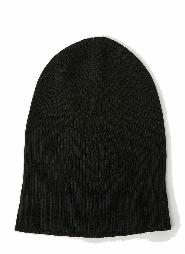 Photo: Rick Owens - Ribbed Knit Beanie Hat in Black