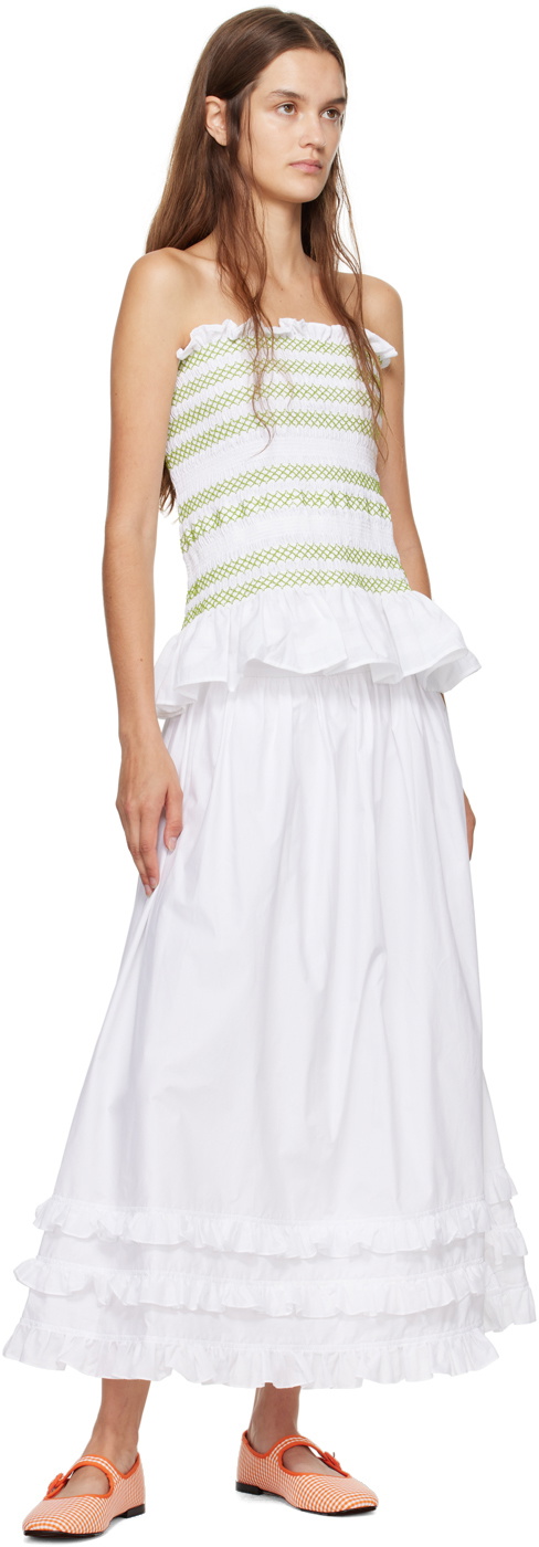 Molly Goddard White Olive Midi Skirt