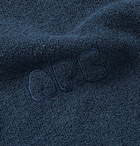 A.P.C. - Micka Logo-Embroidered Textured Cotton-Blend Sweater - Navy