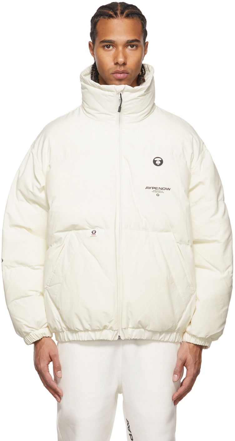 AAPE by A Bathing Ape Off-White Logo Puffer Jacket AAPE by A