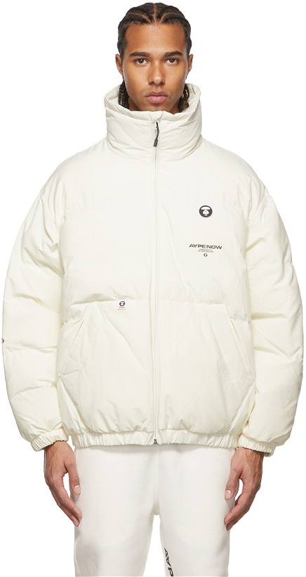 Photo: AAPE by A Bathing Ape Off-White Logo Puffer Jacket
