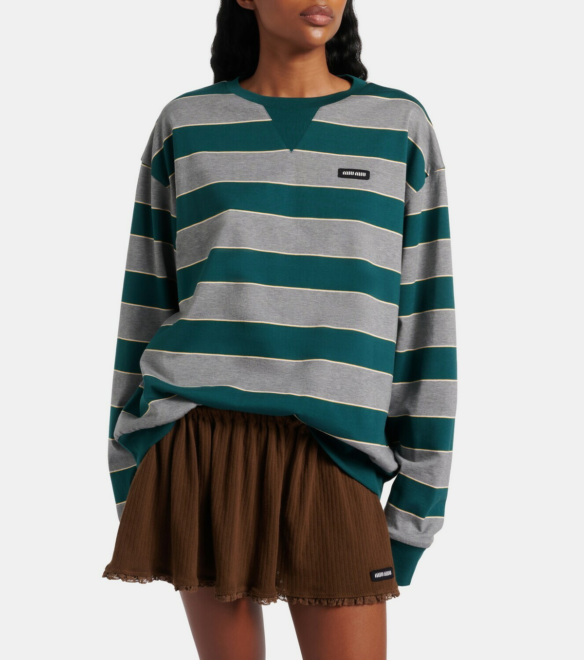 Miu Miu Oversized striped cotton jersey sweatshirt