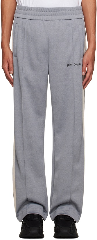 Photo: Palm Angels Gray Embroidered Sweatpants