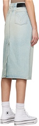 AMI Alexandre Mattiussi Blue Faded Denim Midi Skirt