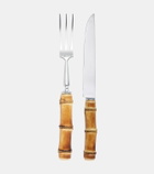 Lorenzi Milano Bamboo and stainless steel carving set