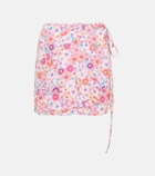 Reina Olga Floral high-rise wrap miniskirt