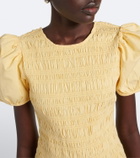 Ganni Shirred cotton-blend minidress