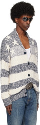 GUESS USA Blue & White American Cable Knit Cardigan