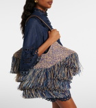 Zimmermann Goldentime Medium fringed raffia tote bag