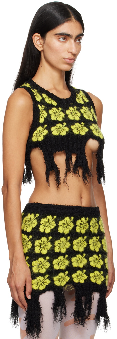 Ashley Williams Black & Yellow Ganguro Floral Tank Top