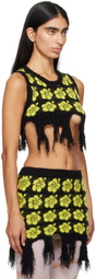 Ashley Williams Black & Yellow Ganguro Floral Tank Top